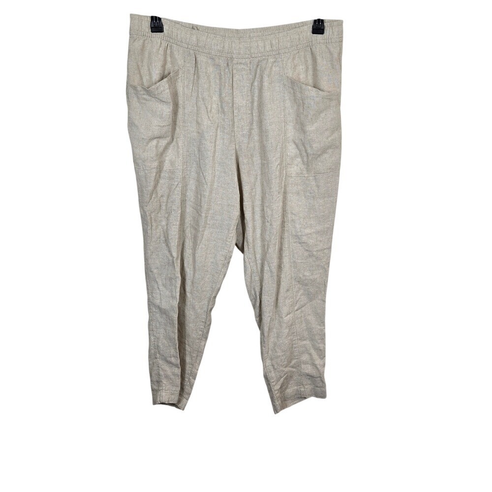 Old Navy Women Flax High Waist‎ Cropped Linen Blend Tapered Pants XL Minimalist